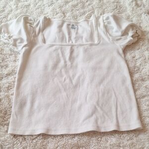 Brandy Melville White Short Sleeve Tee with Puff Sleeves